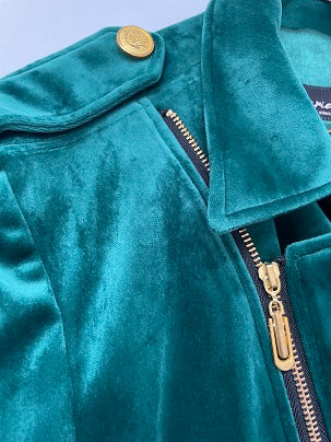 Rubynee Vintage y2k Women Green Fringe Biker Jacket