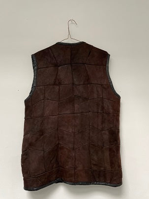 Rubynee Vintage y2k Men sleeveless Brown Swede Fur Waist Coat Full Zip