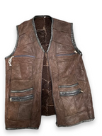 Rubynee Vintage y2k Men sleeveless Brown Swede Fur Waist Coat Full Zip