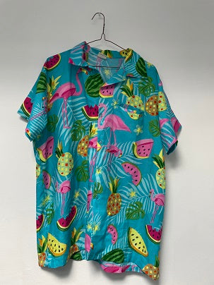 Rubynee Vintage y2k KING KAMEHA Multi Hawaiian Shirt Men Shortsleeve