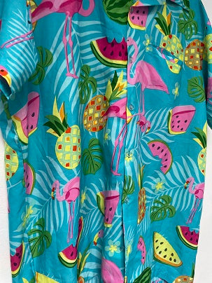 Rubynee Vintage y2k KING KAMEHA Multi Hawaiian Shirt Men Shortsleeve