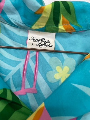 Rubynee Vintage y2k KING KAMEHA Multi Hawaiian Shirt Men Shortsleeve