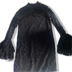 Vintage women floral lace black party midi pencil dress in L|L30.5 W 17.5|SKU 6302