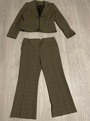 Rubynee Vintage Y2k Women's Plaid Blazer Wool Blend and Wide Leg pants
