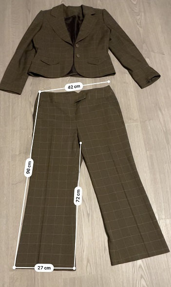 Rubynee Vintage Y2k Women's Plaid Blazer Wool Blend and Wide Leg pants