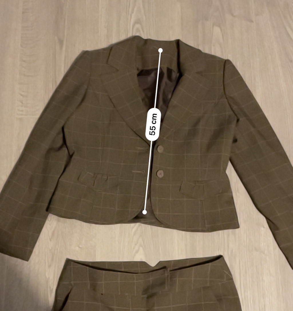 Rubynee Vintage Y2k Women's Plaid Blazer Wool Blend and Wide Leg pants