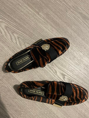 Rubynee Vintage y2k River Island zebra print casual loafers shoes