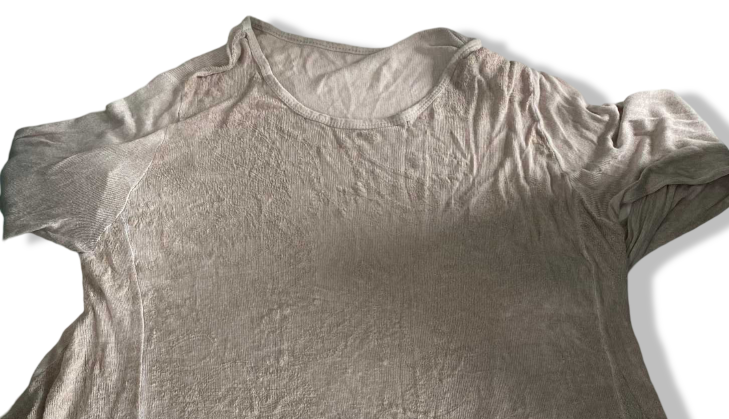 Vintage women plain cream short sleeve tees in M|SKU 6314