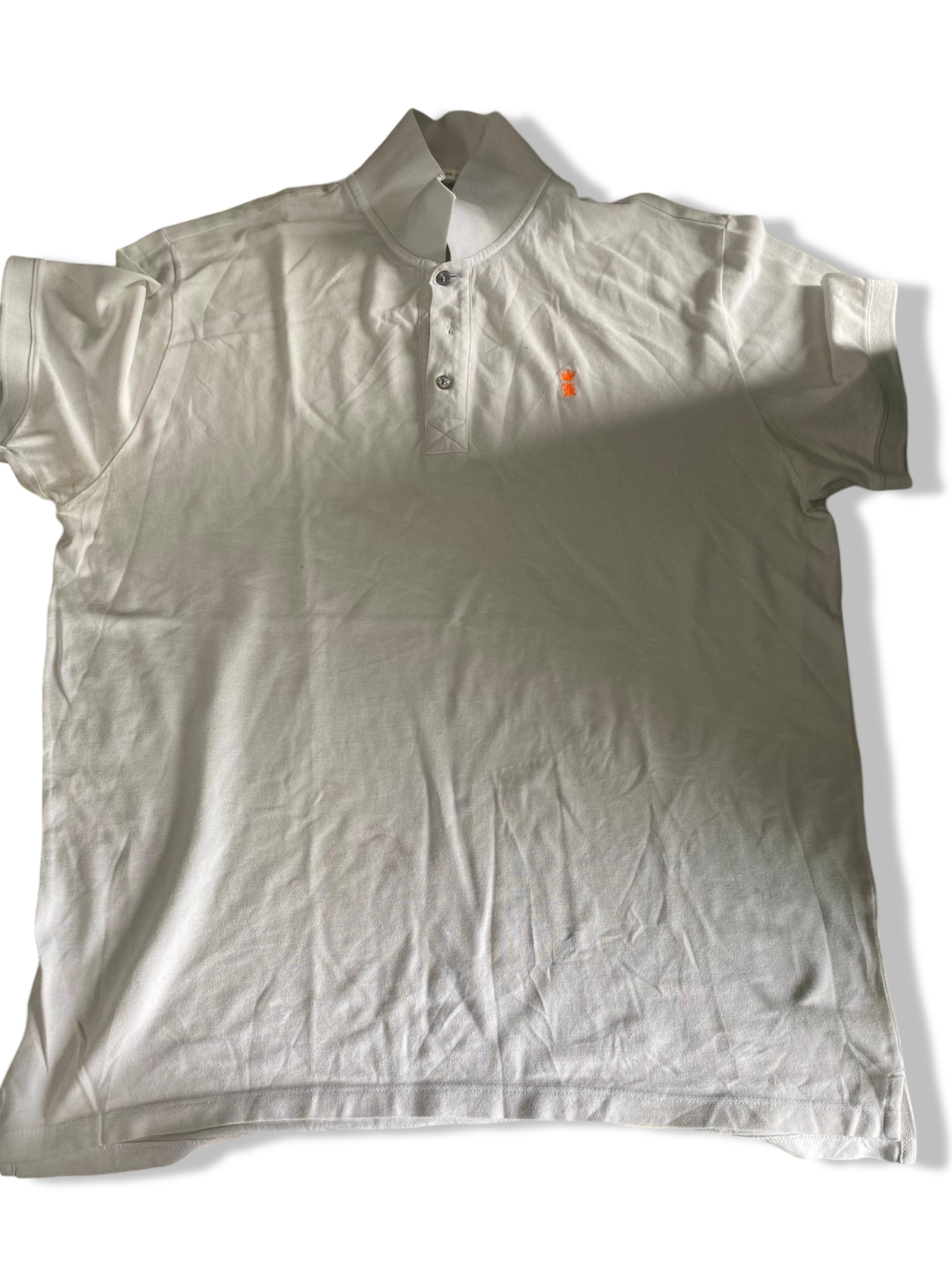 Vintage men white short sleeve regular fit polo shirt in M|SKU 6317