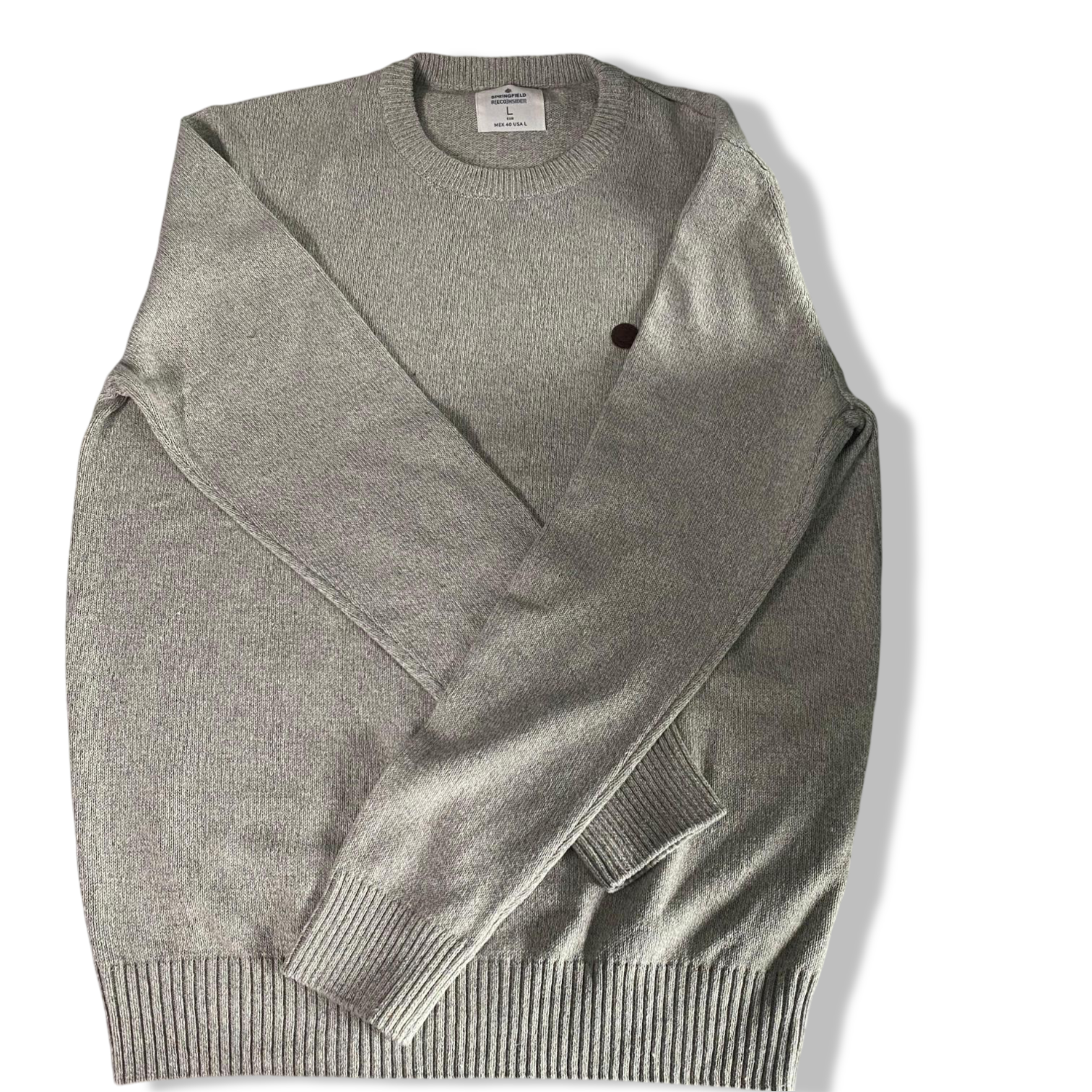 Vintage men Springfield Reconsider grey knitted crew neck sweatshirt in L|L28 W21|SKU 6320