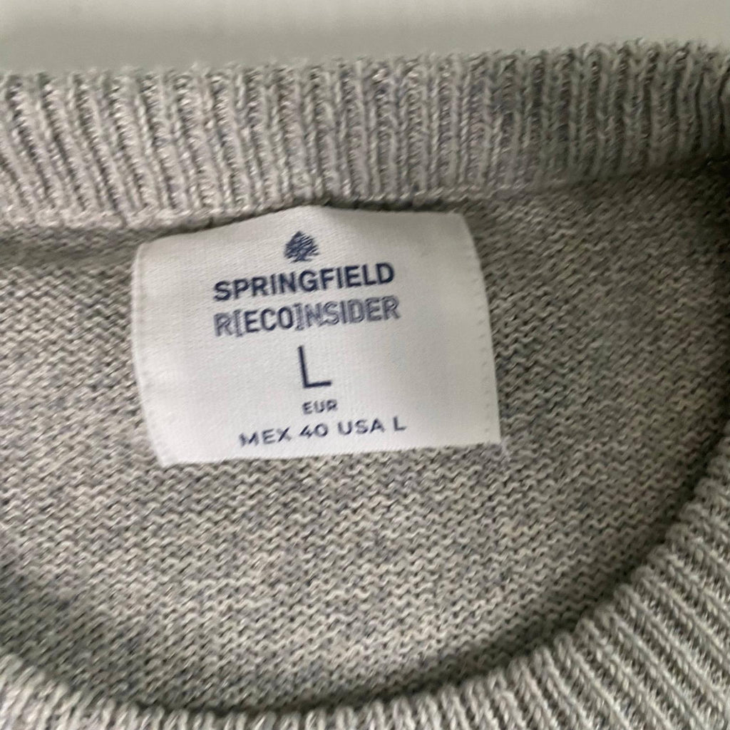 Vintage men Springfield Reconsider grey knitted crew neck sweatshirt in L|L28 W21|SKU 6320