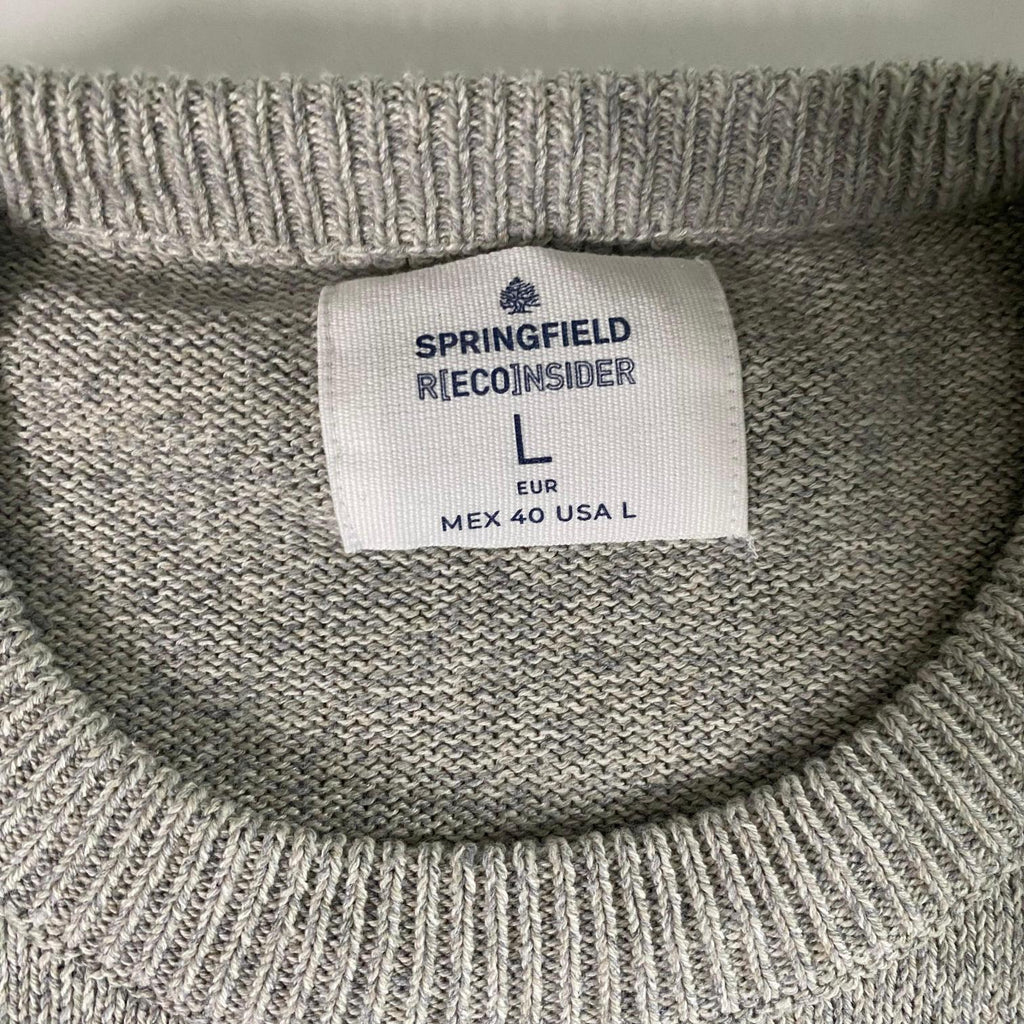 Vintage men Springfield Reconsider grey knitted crew neck sweatshirt in L|L28 W21|SKU 6320