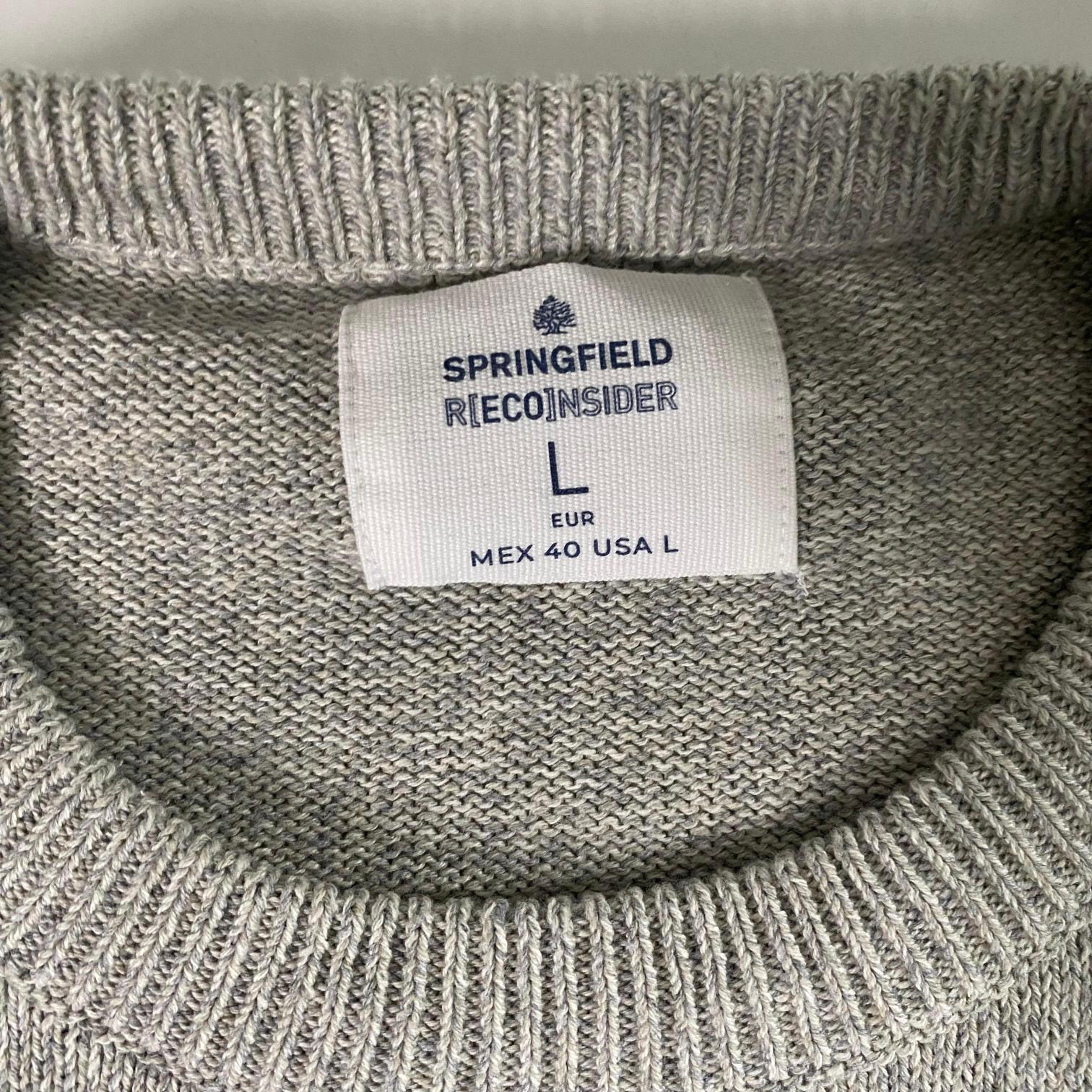 Vintage men Springfield Reconsider grey knitted crew neck sweatshirt in L|L28 W21|SKU 6320