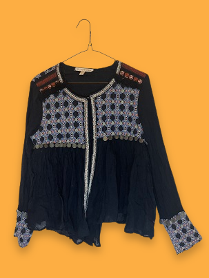 Rubynee Vintage y2k Trf Outerwear Black Embroidered Coin Long Sleeve jackets