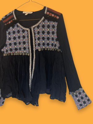 Rubynee Vintage y2k Trf Outerwear Black Embroidered Coin Long Sleeve jackets