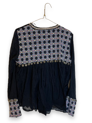 Rubynee Vintage y2k Trf Outerwear Black Embroidered Coin Long Sleeve jackets
