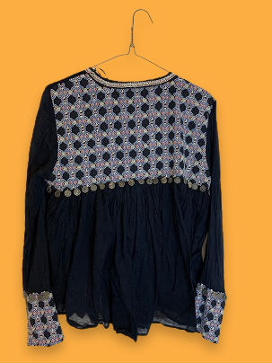 Rubynee Vintage y2k Trf Outerwear Black Embroidered Coin Long Sleeve jackets
