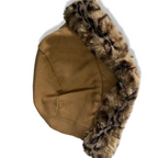Vintage women cream winter faux fur trapper hat| SKU 6329