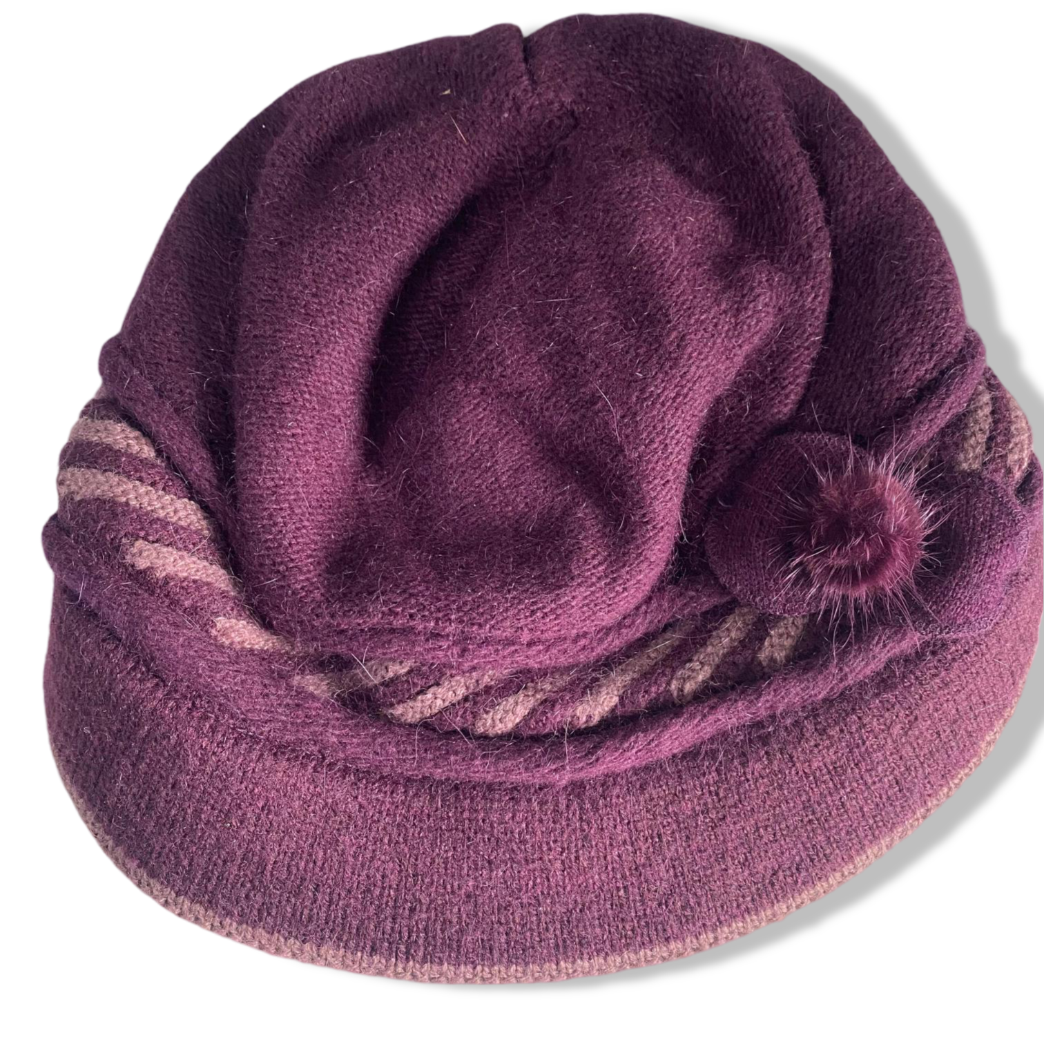 Vintage women purple wool bowler winter stylish hat|SKU 6330