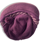 Vintage women purple wool bowler winter stylish hat|SKU 6330