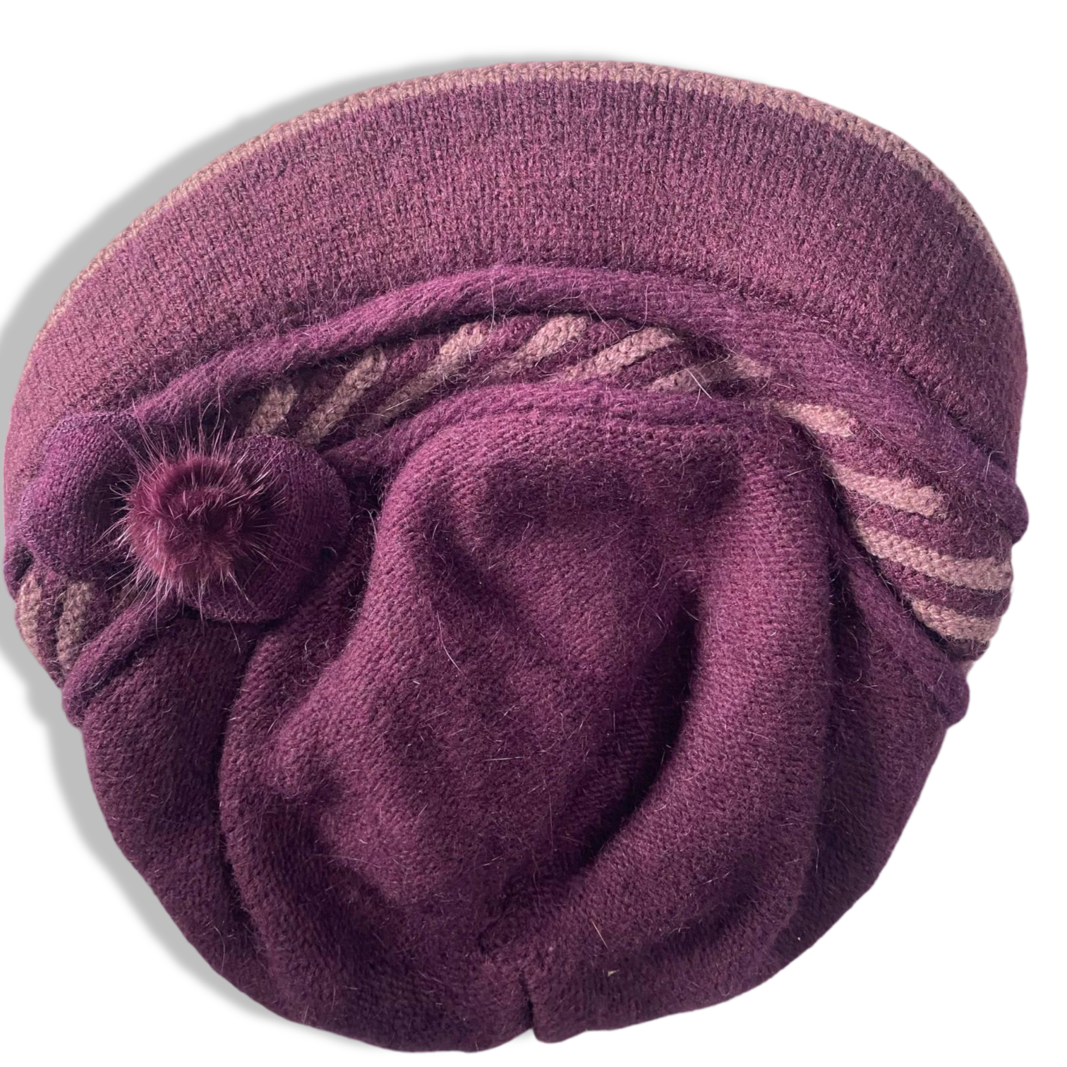 Vintage women purple wool bowler winter stylish hat|SKU 6330