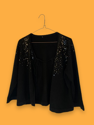 Rubynee Vintage y2k black Sequin Cardigan Sweaters for Women