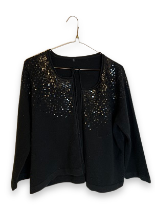 Rubynee Vintage y2k black Sequin Cardigan Sweaters for Women