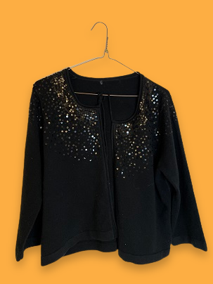 Rubynee Vintage y2k black Sequin Cardigan Sweaters for Women
