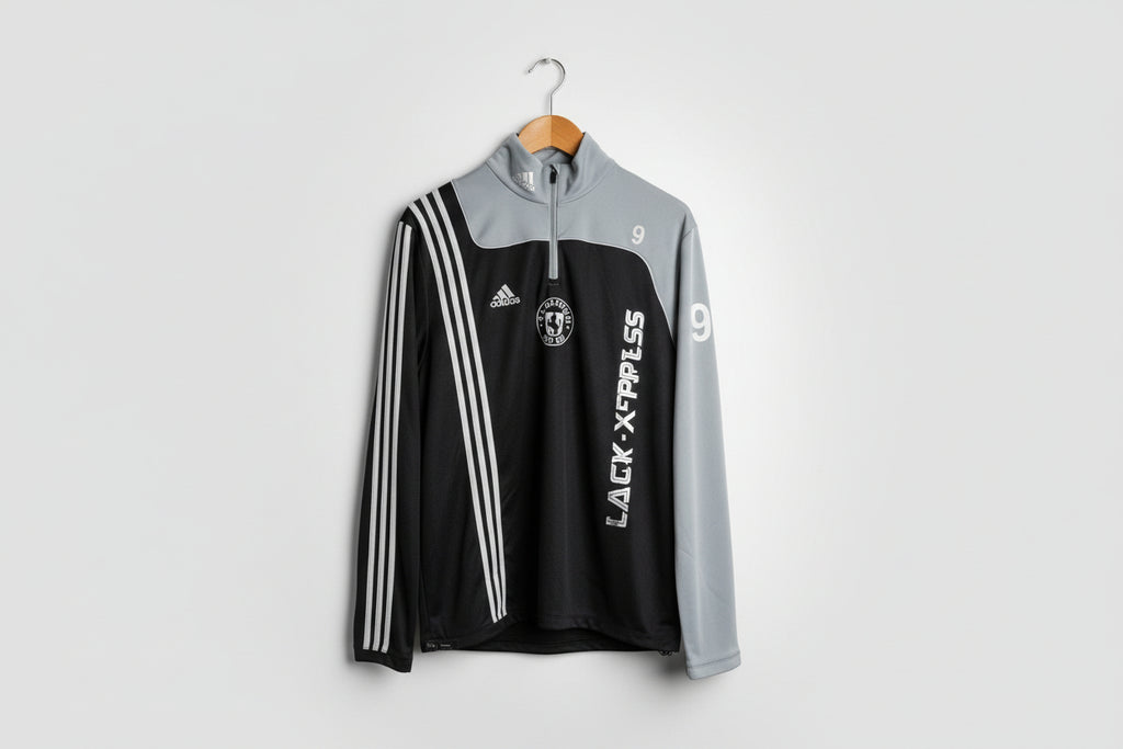 Vintage Retro Adidas 1/4 Zip Training Top - Black Size XL