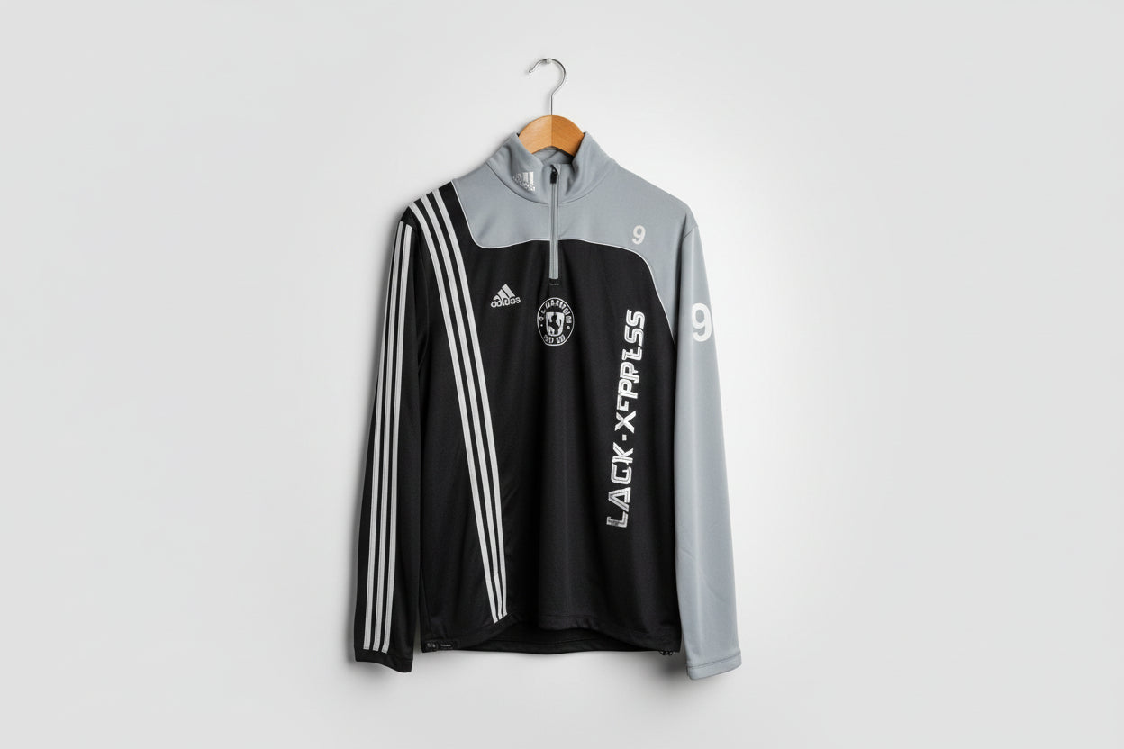Vintage Retro Adidas 1/4 Zip Training Top - Black Size XL