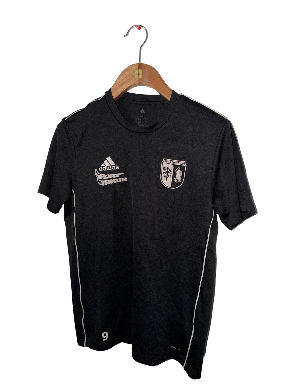Vintage Black Adidas Training Jersey - Number 9 Size M