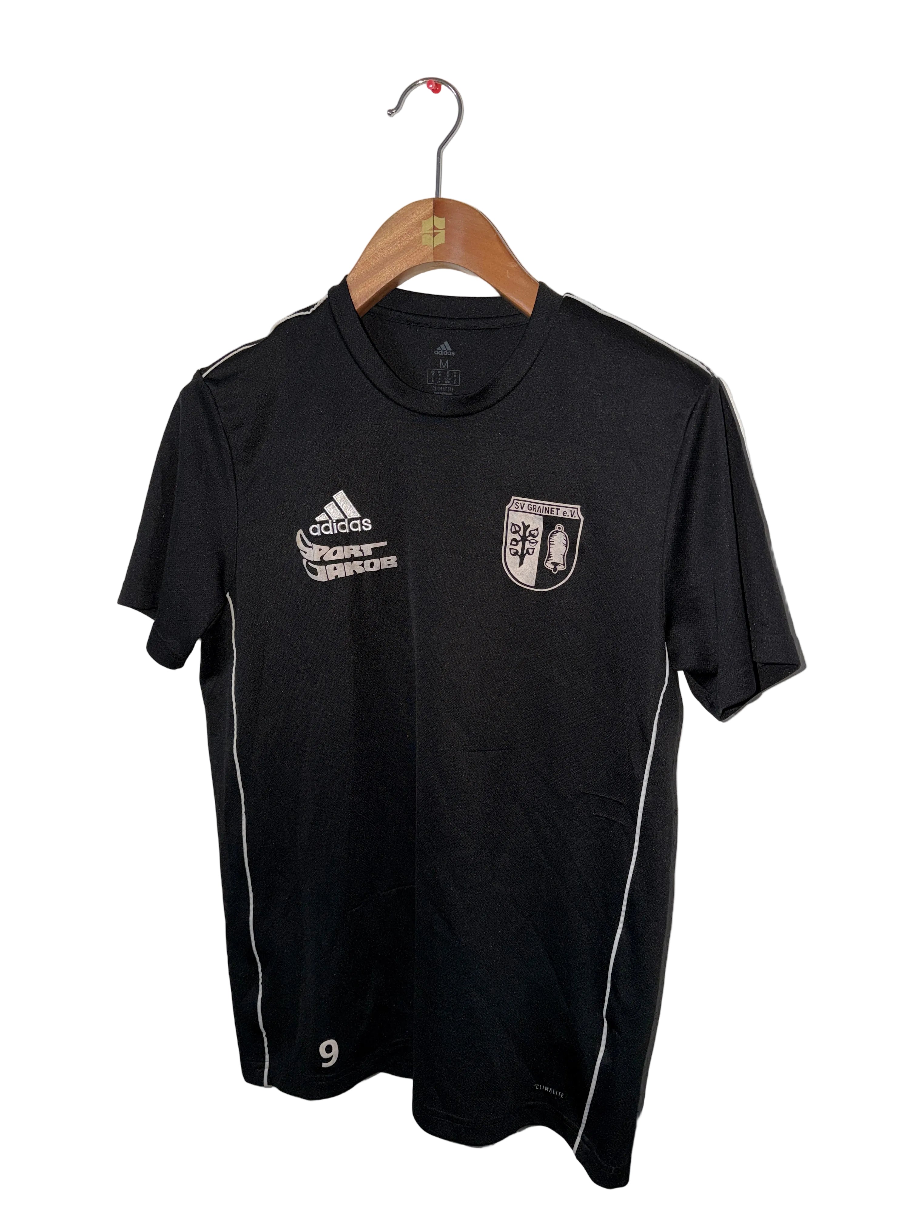 Vintage Black Adidas Training Jersey - Number 9 Size M