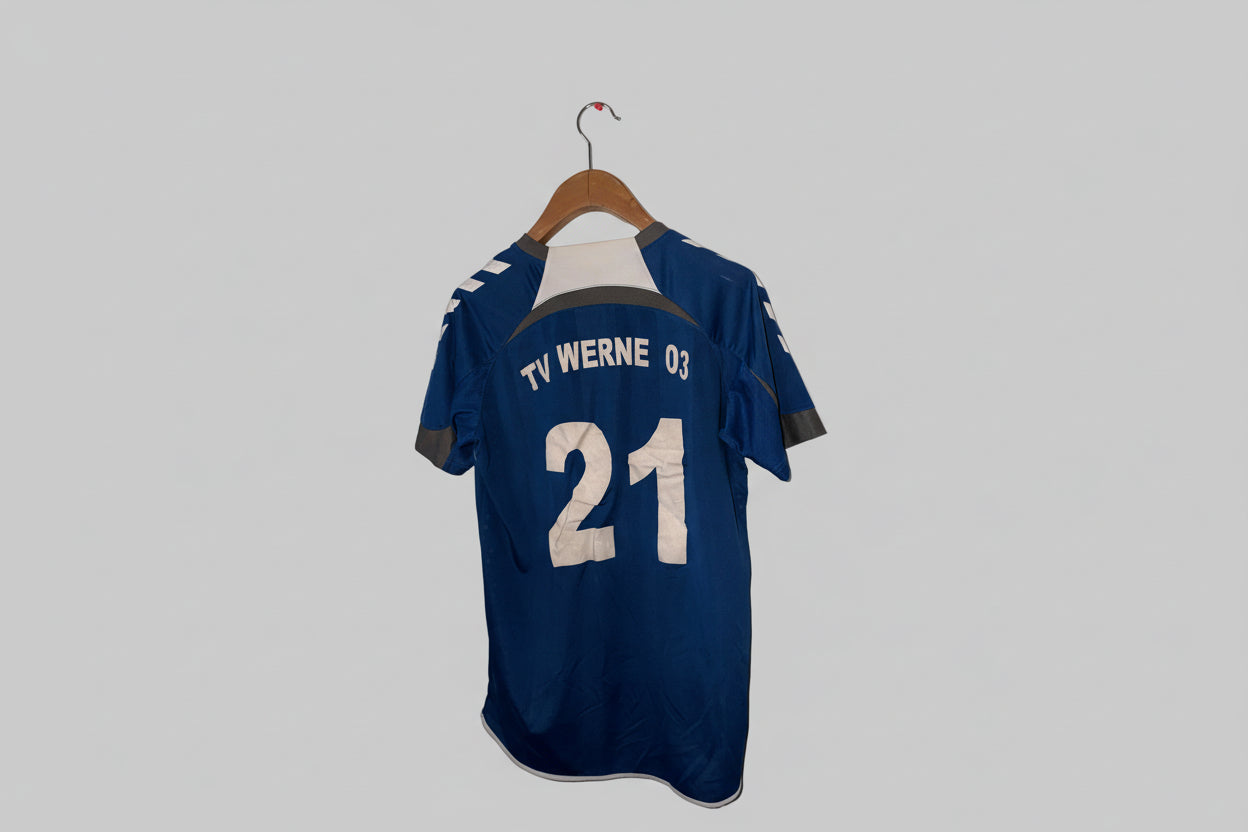 Vintage Blue Hummel Handball Jersey #21 - Intersport Sporthaus Werne Size M