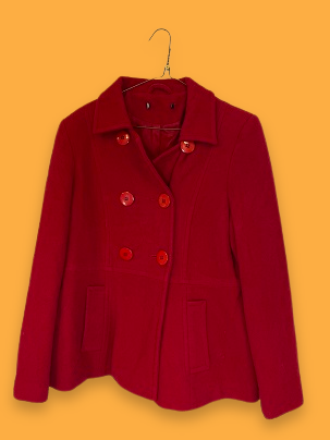 Rubynee Vintage y2k red womens double breasted wool coat
