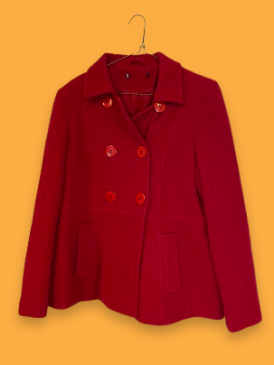 Rubynee Vintage y2k red womens double breasted wool coat