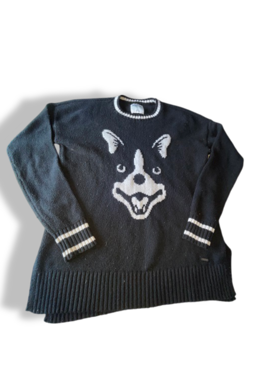 Vintage Hollister Dog graphics black sweater in M| L 26 W19| SKU 4755