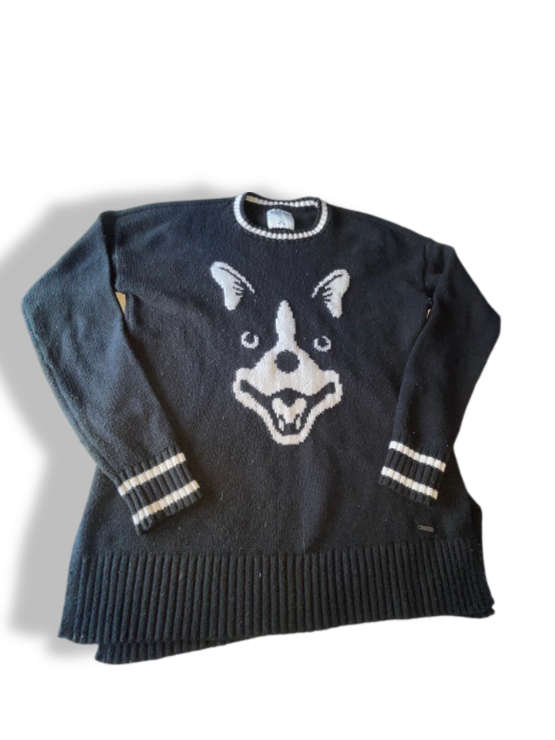 Vintage Hollister Dog graphics black sweater in M| L 26 W19| SKU 4755