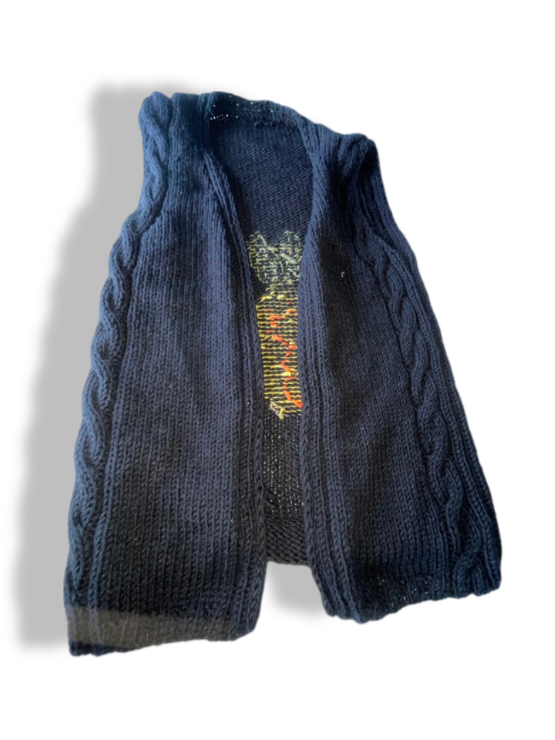 Vintage Sleeveless knitted open front navy blue jacket in S/M| L27 W15| SKU 4756