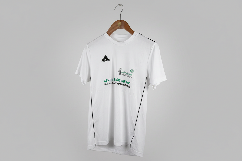 White Adidas T-Shirt with Custom Event Printing - Size M