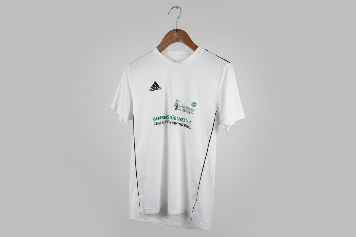 White Adidas T-Shirt with Custom Event Printing - Size M