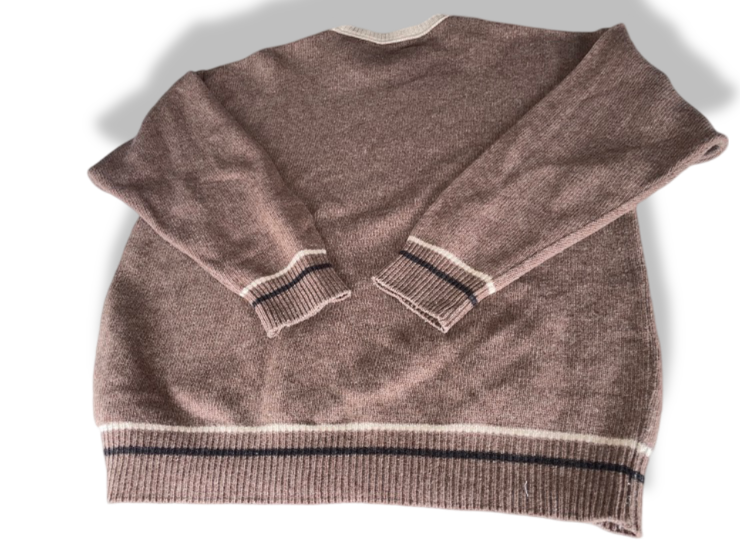 Vintage men's brown Hockey knitted long sleeve sweatshirt in XL| L 29 W24|SKU 4759