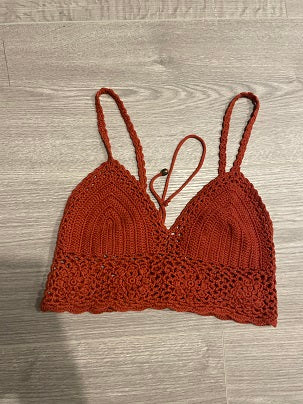 Rubynee Vintage y2k red crochet laced knit bra crop top