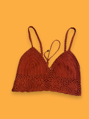 Rubynee Vintage y2k red crochet laced knit bra crop top