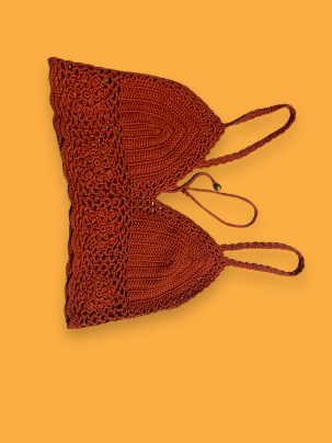 Rubynee Vintage y2k red crochet laced knit bra crop top
