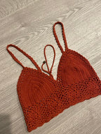 Rubynee Vintage y2k red crochet laced knit bra crop top