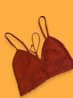 Rubynee Vintage y2k red crochet laced knit bra crop top