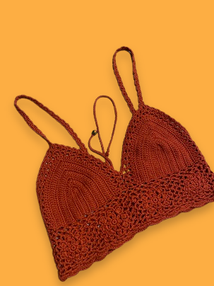 Rubynee Vintage y2k red crochet laced knit bra crop top