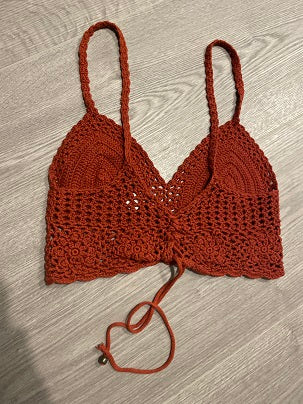 Rubynee Vintage y2k red crochet laced knit bra crop top
