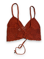 Rubynee Vintage y2k red crochet laced knit bra crop top