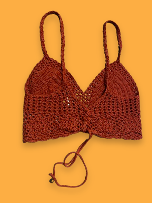 Rubynee Vintage y2k red crochet laced knit bra crop top